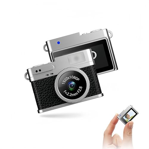 Retro Mini Kamera Schlüsselanhänger, 8MP Digitalkamera Bildstabilisierung, 0.96 HD LCD, USB, 32GB Gratis, Geschenk (Retro, Schwarz)