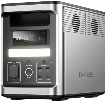 Dyness 1800W Estación de Energía Portátil, Batería LiFePO4 1536Wh (Expandible a 4608Wh), 2800W Pico, 8 Salidas, UPS <10ms, Generador Solar Portátil para Camping, Autocaravana y Emergencias