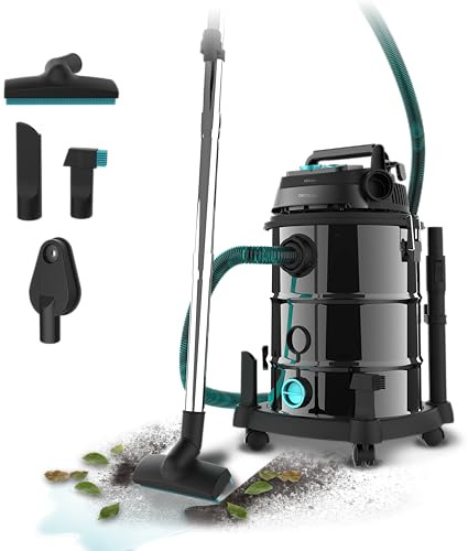 Cecotec Aspirador de Sólidos y Líquidos de Metal con Cable de 30L Conga Rockstar Wet & Dry Steel Pro Tool Neo. 1600W, Aspirador y Soplador, Incluye Enchufe para Herramientas, 3 Accesorios