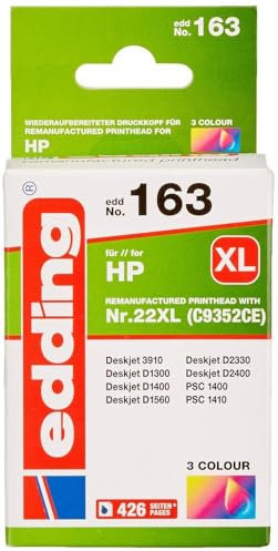 edding Druckerpatrone EDD-163 - Einzelpatrone - 3-Farbig - 17 ml - Reichweite 415 Seiten - Ersetzt HP 22XL (C9352CE)