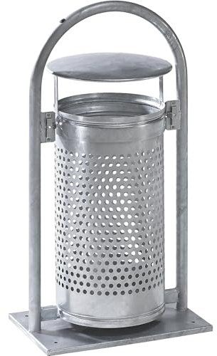 VAR | Außen-Abfallsammler | 65 l | Stahl | BxHxT 580 x 1145 x 380 mm | mit Rohrbogen und Dach | feuerverzinkt