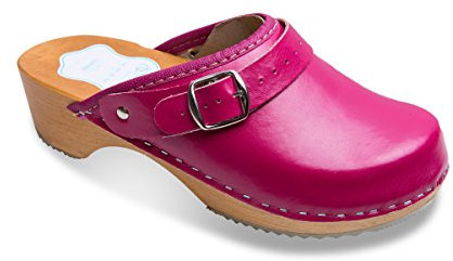 FUTURO FASHION® - Sabots Unisexe - Cuir véritable/Semelle en Bois - Plusieurs Couleurs Disponibles - Tailles 36 à 42 - Rose - 38 EU