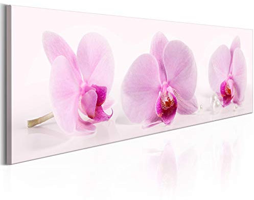 decomonkey Bilder Blumen Orchidee 135x45 cm 1 Teilig Leinwandbilder Bild auf Leinwand Vlies Wandbild Kunstdruck Wanddeko Wand Wohnzimmer Wanddekoration Deko rosa