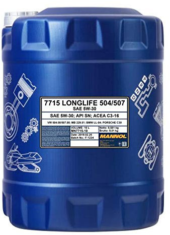 1 x 10 Liter, MANNOL 7715 5W-30 Norm 504.00 507.00 229.51 Longlife C3 DPF