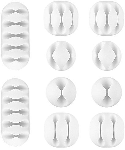 U-horizon Clips ordenados de cable con sistema de administración de cable U-horizon y soporte de cable de escritorio para computadora o cable de mouse (Pack de 10) Blanco
