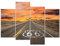 WELMECO Leinwandbild, Motiv Route 66, Motiv: Sonnenaufgang in Kalifornien, Mojave-Wüstenstraße, gerahmt, fertig zum Aufhängen, modernes Heimbüro-Dekor (01 Route 66), 4 Stück