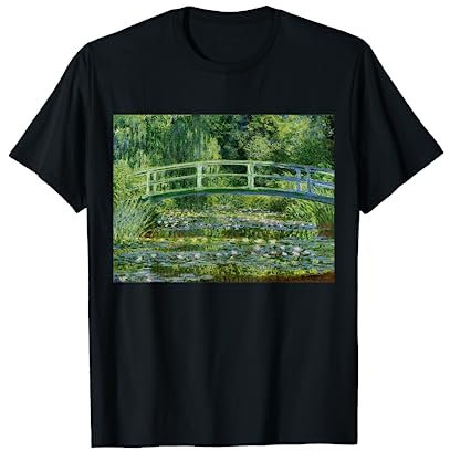 Claude Monet-Seerosen und japanische Brücke Retro Blumenaufdruck. T-Shirt