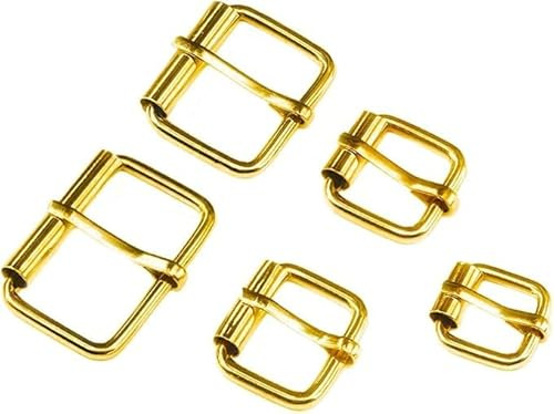 Swpeet 50Pcs 5 Sizes 1/2 3/4 1 5/4 5/8 Multi-purpose Metal Roller Buckle Ring Assortment Kit for Hardware Belt Bags Ring (Gold)