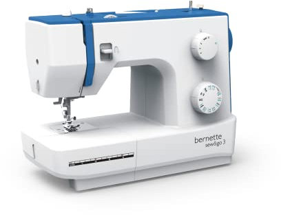 bernette sew&go 3 - Freiarm Nähmaschine, einfache Bedienung, Einfädelhilfe, Fadenabschneider, 19 Nähprogramme, 4 Nähfüße, Stichlänge und Nähfußdruck einstellbar