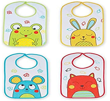 Ti TIN |4er Pack- wasserdichte Babylätzchen, 25x35 cm | Lätzchen mit Klettverschluss für Babys von 6 bis 18 Monaten, aus 100% Polyester-Mikrofaser und Vinyl-Futter, verschiedene Motive und Farben