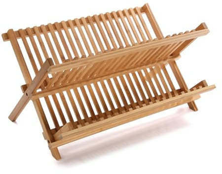 Versa Escurreplatos Bambú de Estilo Rústico, Medidas(Al x L x An) 23,5 x 30,0 x 44,3 cm, Madera, Color Marrón