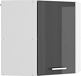 Vicco Eckhängeschrank R-Line, Küchen-Eckschrank, Anthrazit Hochglanz/Weiß, 57 cm