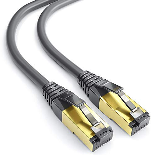 mumbi LAN Kabel 1m CAT 8 Netzwerkkabel geschirmtes F/FTP CAT8 Ethernet Kabel Patchkabel RJ45 1Meter, schwarz