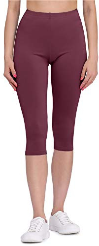 Bellivalini Damen Leggings Bequeme und atmungsaktiv Leggings 3/4 aus Viskose BLV50-148 (Weinrot, L)