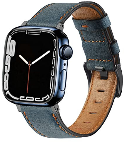 DEALELE Strap Compatible para iWatch Band 38mm 42mm 40mm 44mm, Cuero Retro Suave Reemplazo Correa para Apple Watch Series 5/4 / 3 Mujer Hombre, Azul, 42/44mm