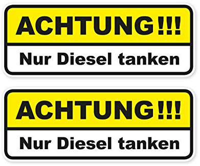 Aufkleber Nur Diesel tanken Schild Sticker Warnhinweis Autoaufkleber Waschanlagenfest Witterungs- und UV-beständig