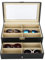 Ejoyous Sonnenbrillen Aufbewahrung Organizer Kasten - 12 Fächern Brillenkoffer mit Schloss und Schlüssel - Kunstleder Brillenbox, Brillenhalter - Display Box mit Durchsichtigem Deckel