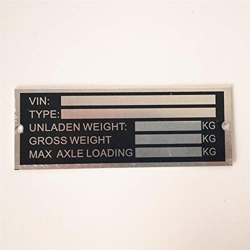 beyondcity Placa de chasis de peso en blanco para remolque, 120 mm x 45 mm, número de identificación (120 mm x 45 mm)