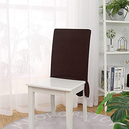 Bestenrose Stuhllehne Stuhlhussen Stretch Stuhlrückenabdeckung Jacquard Rückenlehnenbezug mit Rock Stretch Abnehmbare Waschbar Universal Stuhlhussen Rückenlehne für Esszimmer Hotel Dunkelbraun,4er Set
