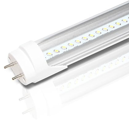 LOWENERGIE 2ft 600 mm LED Tube Light – 12 W T8 or T12 Retrofit Replacement for Fluorescent Tubes – 6000 K Day Light White Clear – Energy Saving Lighting [Energy Class E] (4, 6000K Clear)
