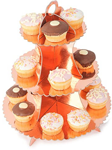 TRTO 3 Tier Rose Gold Cake Stand Cupcake Holder Cardboard Silver Gold Rose Gold Kid Party