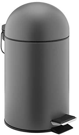 Navaris Papelera de baño Gris Mate - Cubo de Basura pequeño 3 litros para Oficina WC Dormitorio - con Tapa Pedal y Cierre amortiguado - 31 x 17 cm