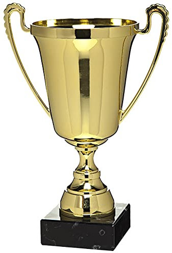 Larius Pokal auf Marmorsockel Fußball Ehrenpreis Trophäe 1,2,3 Platz mit Wunschtext (ohne Wunschtext, S)