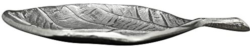 matches21 Tablett Blatt Dekoteller Blattform Dekoschalen Schalen Teller Wohndeko Aluminium silber 1 Stk 19x11,5x1 cm