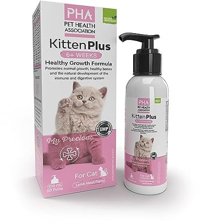 PHA Kitten Plus Health Growth Formula for Cats - Digestive Support - Muscle Development - Appetite Stimulation and Overall Growth - 100 ML