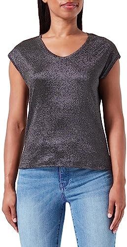 ONLY Damen Onlsilvery S/S V Neck Lurex Top Jrs Noos, Rosin/Detail:tone in Tone Lurex, M