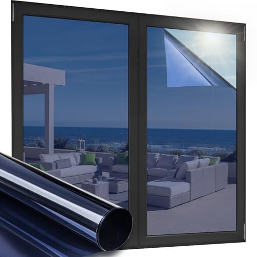 OFHome Fensterfolie Tönungsfolie Spiegelfolie Anti UV, Braun Silber 60X200 | Selbstklebend, Sichtschutz, Spiegelfolie Fenster, Von Außen Blickdicht, Reflektierende, UV-Schutz, Wärmeschutz, Gegen Hitze