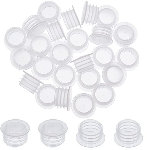 GORGECRAFT 25PCS Salt and Pepper Shaker Stoppers Plastic Salt Shaker Plug Stopper 1/2 Inch Replacement Plug Bottles Reusable Clear Round End for Bottles Pipes Flower Pots