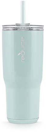 REDUCE Cold1 24 oz Tumbler with Lid and Straw - Dual-Wall Vacuum Insulated Stainless Steel Tumbler - Keeps Drinks Cold up to 24 Hours - Inner Ounce Markings to Track Hydration - OG Sea Glass