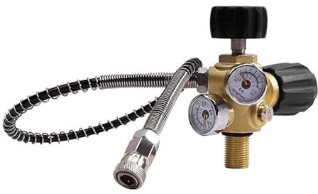 TUXING 4500 Psi/300 Bar Hochdruckkompressor Pcp Paintball-Tankstation, DIN-Ventil-Scuba-Adapter mit Dual-Gauge, 61 cm weicher Schlauch Pcp Ladeventil für Lufttank, PCP Luftgewehr (5/8-18UNF Gewinde)