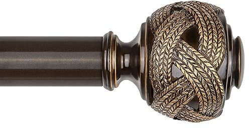 Bronze Gardinenstangen für Fenster 48 bis 84 Zoll, USFOOK 7/8 Zoll Teleskop Spleißen Gardinenstange Dekoration Gardinenstangen mit Blatt-Endstücken