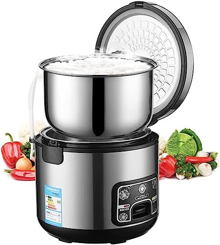MISKYN Electric Rice Cooker, 201Stainless Steel Non-Stick Inner Pot, Stainless Steel Cook/Warm Functions, 220-240V UK/EU Power,3L