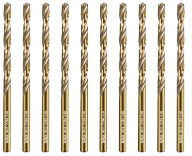 SALI Cobalt Drill Bit Set 10Pcs 4.5mm M35 High Speed Steel Jobber Drill Bit Kit (HSS) Twist Drill Bits for Hardened Metal, Stainless Steel, Cast Iron, Wood and Plastic, with Index Storage Case