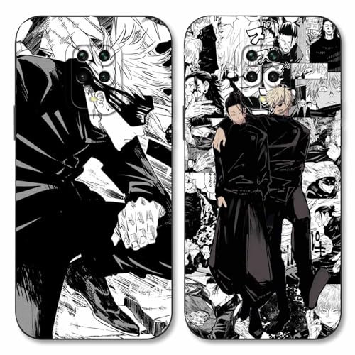 LYUBFDC 2 Pièces Coque pour Xiaomi Redmi Note 9 Pro/Note 9S(4G) 6.67'', avec Anime Motif Gojo Satoru Itadori Yuji Manga Antichoc TPU Protective Objectif Caméra Housse Étui de Téléphone, 02