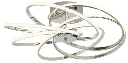 KHG LED-Deckenleuchte in chrom aus Metall/Kunststoff, 6-flammig gedreht, dimmbar, Farbtemperatur CCT (Weißspektrum) 3000-6500K, 2.800 lm lm Lichtleistung, 35 W Gesamtleistung für Wohn- und Esszimmer