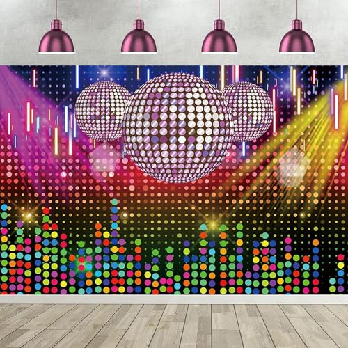 10x8FT Disco Backdrop Retro Disco Ball Dreamy Colorful Light Spots Neon Photography Background Back to 70s 80s 90s Adults Disco Birthday Party Decorations Banner Photo Booth Props