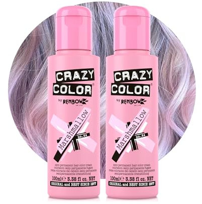 Crazy Color Metallic Marshmallow Semi-Permanent Duo Hair Dye. Highly Pigmented Dusty Pink Conditioning & Oil Nourishing Vegan Formula | No Bleach or Ammonia | 200ml