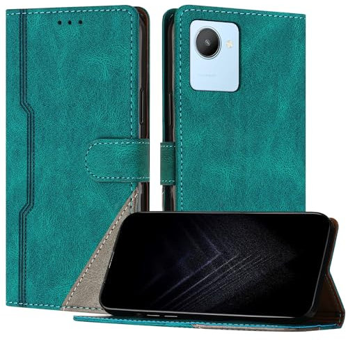 Netany Schutzhülle für Oppo Realme C30/Narzo 50i Prime, PU Leder Flip Wallet Handyhülle mit magnetisch Kartenfächer Standfunktion Hülle für Realme C30 - Grün