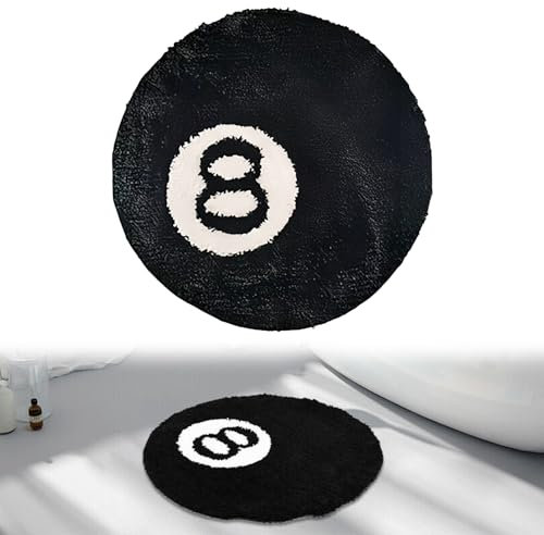 WIYETY Teppich für 8 Bälle: 60cm Waschbar Dekor rutschfeste Teppich Beflockt, Billard-Teppich, Teppiche Schwarz Weiss, Rund Tufting Weich Stuhl Pad, Bodenteppich für Wohnzimmer Schlafzimmer Esszimmer