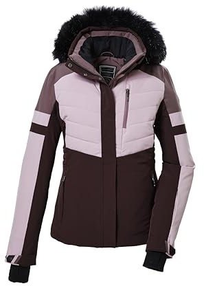 killtec Damen Skijacke/Funktionsjacke in Daunenoptik mit abzippbarer Kapuze und Schneefang KSW 101 WMN SKI QLTD JCKT, dunkelweinrot, 50, 42038-000