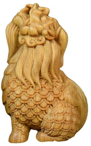 TOPBATHY Desktop Löwen Figurine Aus Holz Geschnitzt Rustikales Handwerk Für Wohnungsdekoration Stabiler Stand Für Schreibtisch Oder Wohnraum Langlebiges Material Perfektes Für Freunde