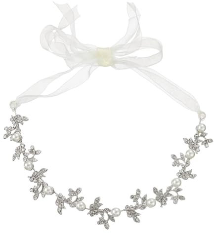 FAIRYGATE Stirnband Hochzeits Haarkette Braut Haarschmuck Stirnbänder Tiara Perlen Kopfschmuck Brautjungfer Haarreif und Braut Haarband 4714