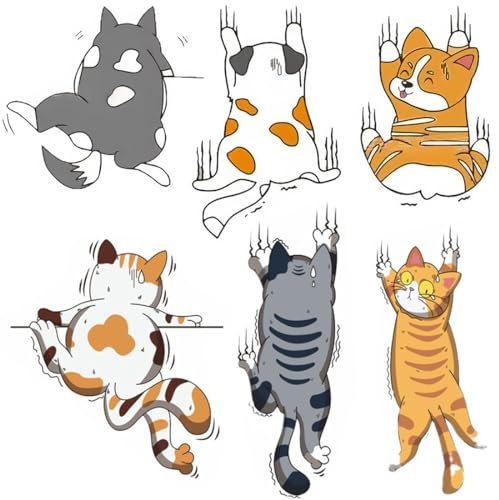 AFCJLTO Set di 6 Divertenti Adesivi per auto con cani e gatti dei cartoni animati, divertenti adesivi per paraurti per auto e copertura antigraffio, Ideali per Auto, Camion, Pareti, Laptop e Bagagli