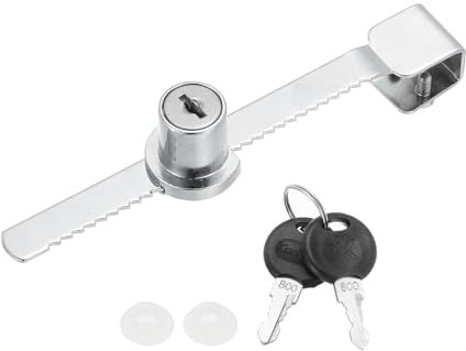 PATIKIL Sliding Glass Door Ratchet Lock 5.5x0.4inch, 1 Pack Keyed Alike Showcase Display Security Lock with 2 Keys for Showcase Display Case Cabinet Closet, Silver