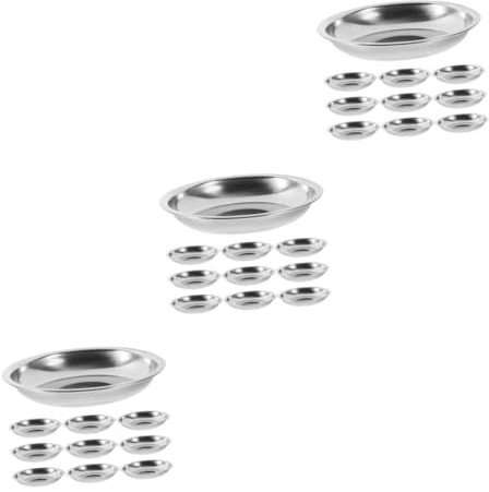 IMIKEYA 3 Sätze Kleiner Teller Servierschale Mit Stövchen Servierschüsseln Zubehör Grill Tapas Schalen Tapas Schälchen Gewürzgericht Saucen-dip-gericht Rostfreier Stahl Silver 10 Stück * 3