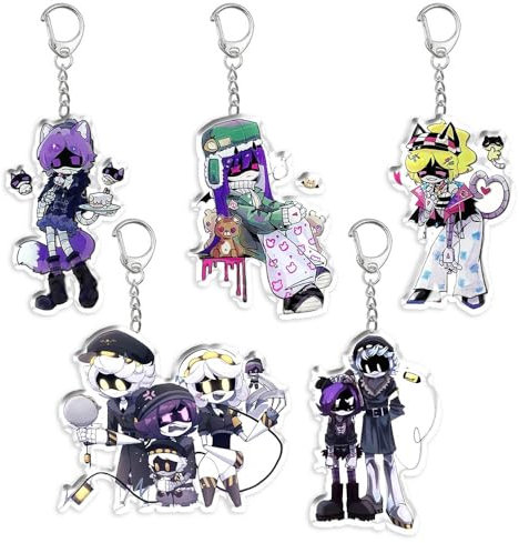 5 Murder D Schlüsselanhänger Cartoon Figur Uzi Cyn N J Cosplay Accessories Murders Uzi Figuren Acryl Anhänger Set Merch